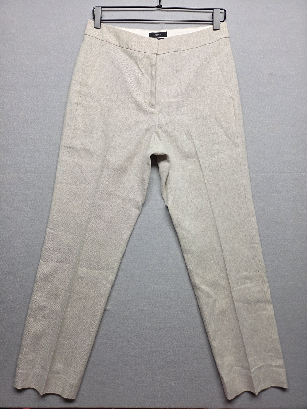 J.Crew Kate Straight Leg Linen Blend Trousers Oatmeal Beige BF407 SU22 Womens 4